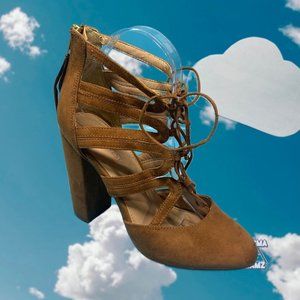 Nine West Tan Brown Suede Amuseme Sandals 8M